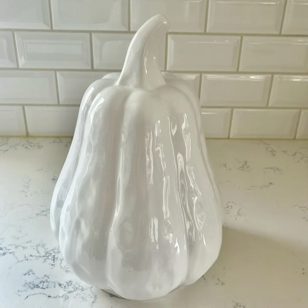 Crate&Barrel XLarge White Ceramic Gourd